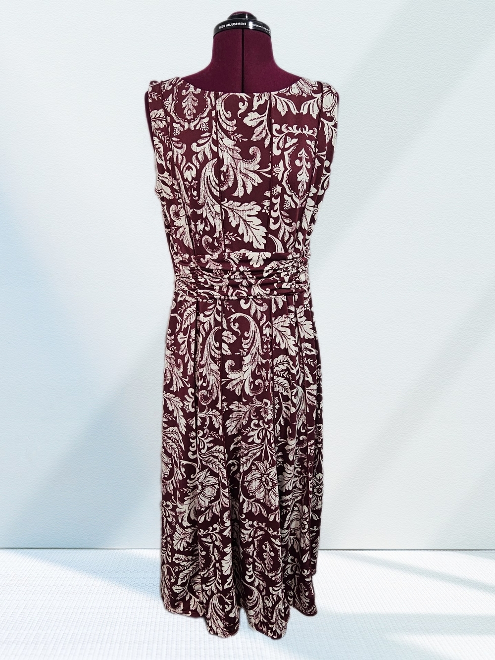 Perceptions Burgundy and White Floral Printed Patterned Maxi Fit & Flare Sundres